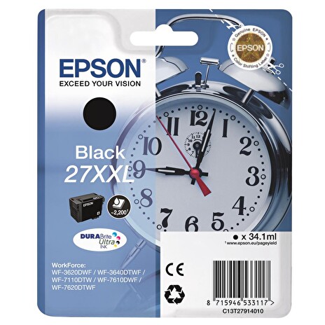 EPSON Ink čer Singlepack Black 27XXL DURABrite Ultra Ink - WorkForce-3620