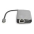 Digitus 8portová dokovací stanice USB-C, 2xUSB3.0, 1xRJ45, 2xHDMI, 1xPD, 1xMicro SD, 1xSD, šedá