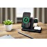 Stojánek FIXED MagPowerstation s bezdrátovým nabíjením 3 v 1 a uchycení Magsafe, 15W + 15W + 15W, černý