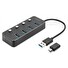 DIGITUS USB 3.0 Hub, 4 porty, přepínač Hliníkové pouzdro
