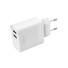 Set FIXED síťové nabíječky s 2xUSB výstupem a USB/USB-C kabelem, 1 metr, 17W Smart Rapid Charge, bílá