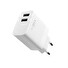Set FIXED síťové nabíječky s 2xUSB výstupem a USB/USB-C kabelem, 1 metr, 17W Smart Rapid Charge, bílá