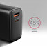 AXAGON ACU-PQ45 GaN nabíječka do sítě 45W, 2x port (USB-A + USB-C), PD3.0/PPS/QC4+/SFC 2.0/AFC/Apple