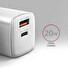 AXAGON ACU-PQ20W, nabíječka do sítě 20W, 2x port (USB-A + USB-C), PD3.0/PPS/QC4+/AFC/Apple, bílá
