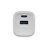 Universální USB nabíječka Natec RIBERA GaN 30W, 1X USB-A, 1X USB-C, Bílá