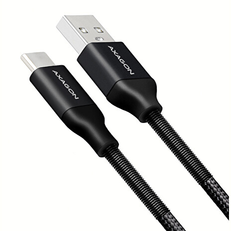 AXAGON BUCM-AM10SB, SPRING kabel USB-C <-> USB-A, 1m, 3A, oplet, černý