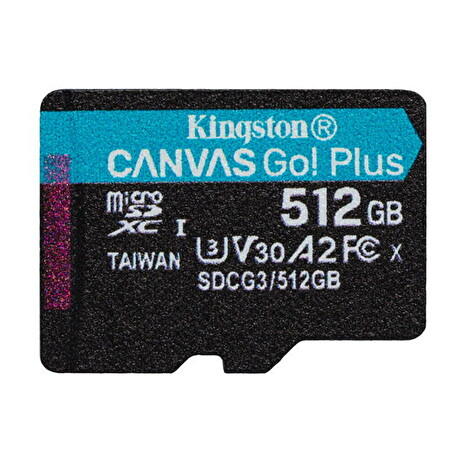KINGSTON 512GB microSDXC Canvas Go! PLus 170R/100W U3 UHS-I V30 Card bez adapteru
