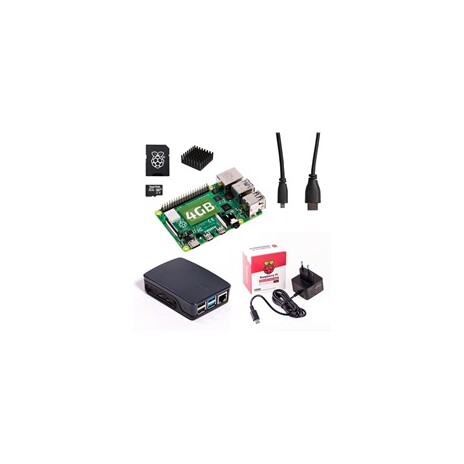 Raspberry Sada Pi 4B/4GB, (SDHC karta 32GB + adaptér, Pi4 Model B, krabička, chladič, HDMI kabel, napájecí zdroj), černá
