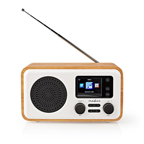 Nedis RDIN2000WT - Internetové Rádio - Stolní Provedení/Bluetooth/Wi-Fi/DAB+/ FM/Internet/2,4"/7W/Budík/Bílá/Dřevo