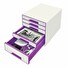 LEITZ Zásuvkový box WOW CUBE, 5 zásuvek, bílá/purpurová