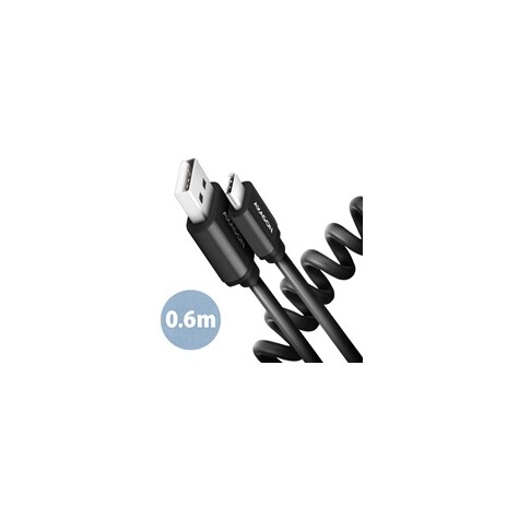 AXAGON BUCM-AM10TB, TWISTER kabel USB-C <-> USB-A, 0.6m, USB 2.0, 3A, ALU, tpe, černý