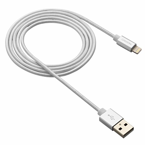 CANYON nabíjecí kabel Lightning MFI-3. opletený, Apple certifikát, délka 1m, perleťově bílá