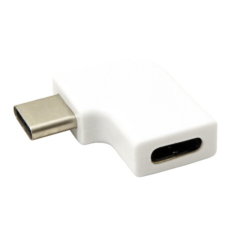 Redukce USB C(M) - USB C(F) lomená 90°, bílá