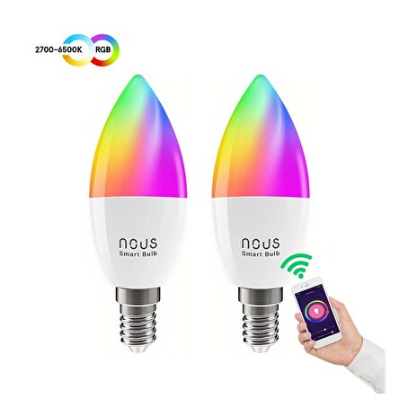 Smart sada LED žárovek E14 4,5W RGB Nous P4/2pack WiFi Tuya