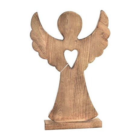 Anděl z mangového dřeva se srdcem INDECOR 17x6x37cm