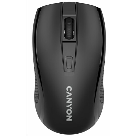CANYON myš optická bezdrátová MW-7, nastavitelné rozlišení 800/1200/1600 dpi, 4 tl, USB dongle, 1xAA, černá