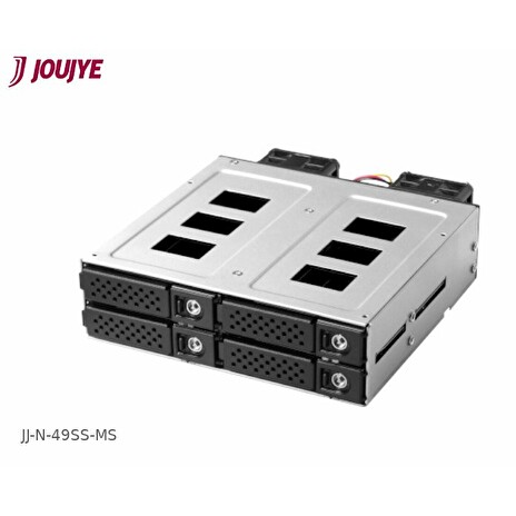 Jou Jye Backplane SATA3/SAS3 4x 2,5"HDD do 5,25" RoHS, 2x fan, 1x minisasHD (SFF-8643), SATA power