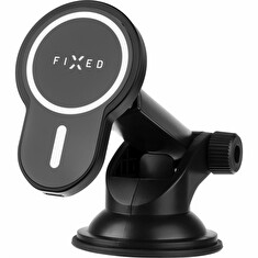 Držák FIXED s bezdrátovým nabíjením MagClick XL s podporou uchycení MagSafe, na sklo nebo palubní desku, 15W, černý