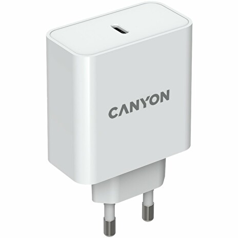 CANYON síťová nabíječka CH-65 (65W) PD, vstup 100-240V, výstup USB-C1/C2 5-20V, power delivery