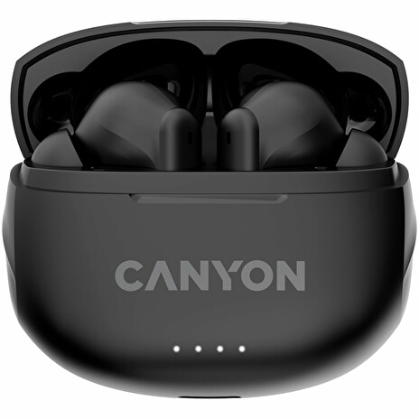 CANYON TWS-8 BT sluchátka s mikrofonem, BT V5.3 JL 6976D4, pouzdro 470mAh+40mAh až 32h, černá