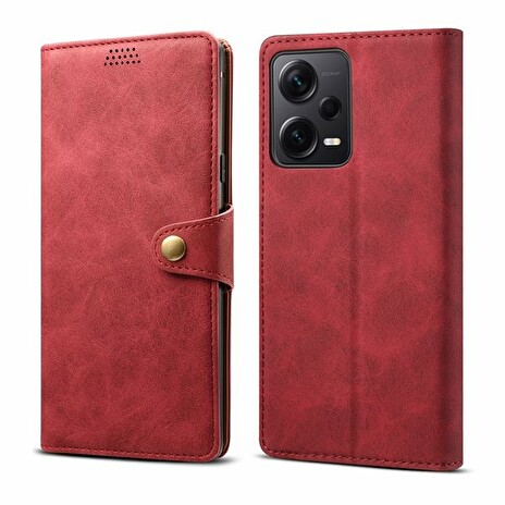 Lenuo Leather flipové pouzdro pro Xiaomi Redmi Note 12 Pro 5G, červená