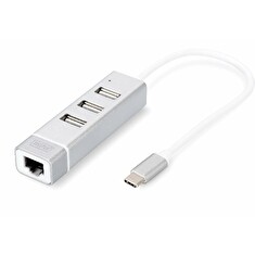 DIGITUS USB 2.0 3-Port Hub & Rychlý Ethernet LAN Adaptér s konektorem typu C