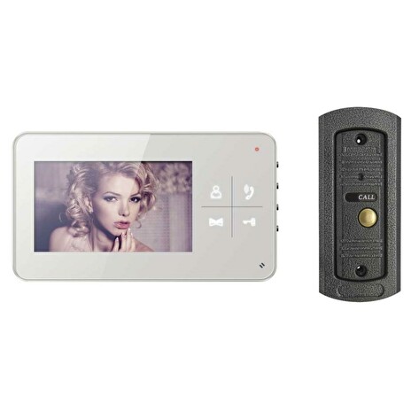 Emos videotelefon H1134, barevný 3.5" LCD + kamera s 1 tlačítkem, bílý