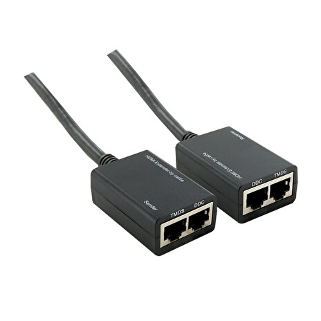 4World HDMI 1080p extender přes Cat 5e/6, dosah 30 metrů, vysílač + přijímač