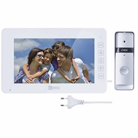 Emos videotelefon H2015, barevný 7" LCD + kamera s 1 tlačítkem, bílá