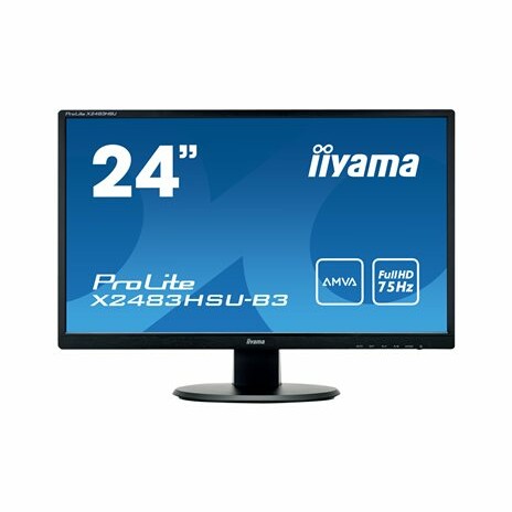 iiyama ProLite X2483HSU-B3 - LED monitor - 24" (23.8" zobrazitelný) - 1920 x 1080 Full HD (1080p) @ 75 Hz - A-MVA - 250 cd/m2 - 3000:1 - 4 ms - HDMI, VGA, DisplayPort - reproduktory - černá