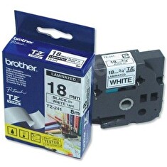BROTHER kazeta TZ šířky 18mm, laminovaná TZE-241, bílá / černá