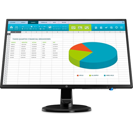 HP N246v - LED monitor - 23.8" (23.8" zobrazitelný) - 1920 x 1080 Full HD (1080p) @ 60 Hz - IPS - 250 cd/m2 - 1000:1 - 5 ms - HDMI, DVI, VGA - černá